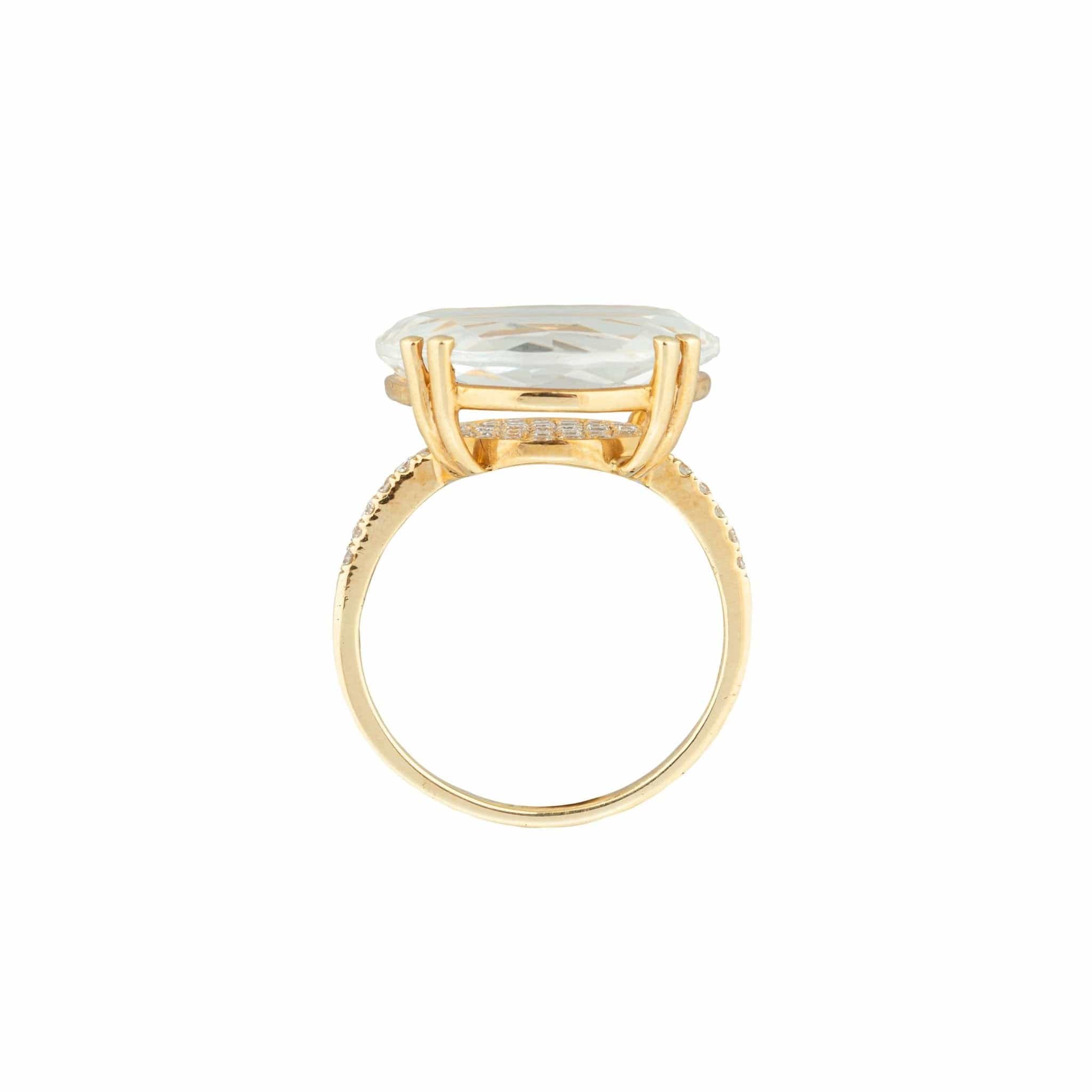 Suzanne Kalan Round White Topaz Center Stone Gold Ring - M.Fitaihi