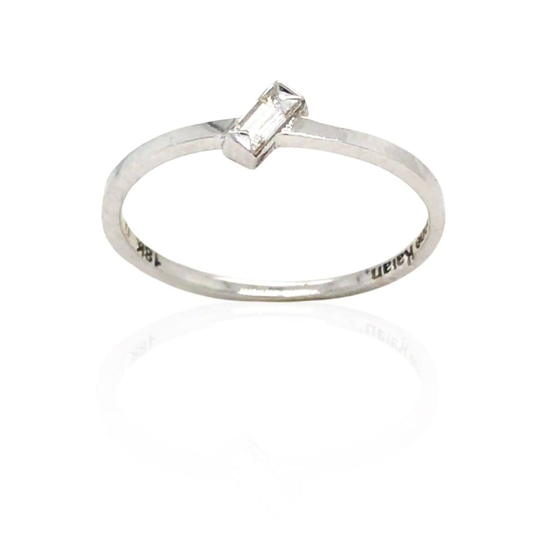 Suzanne Kalan White Gold Ring With One Baguette - M.Fitaihi