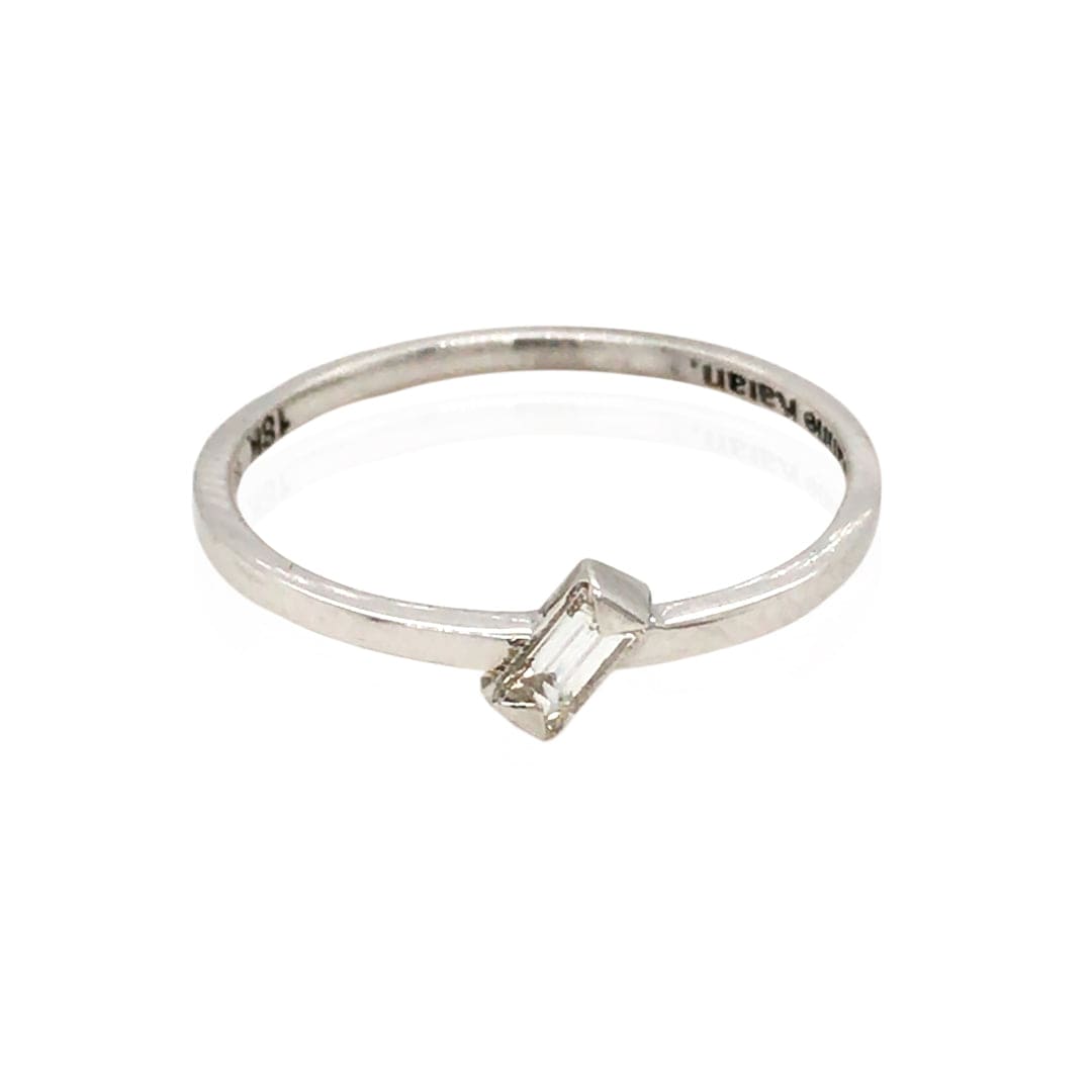 Suzanne Kalan White Gold Ring With One Baguette - M.Fitaihi